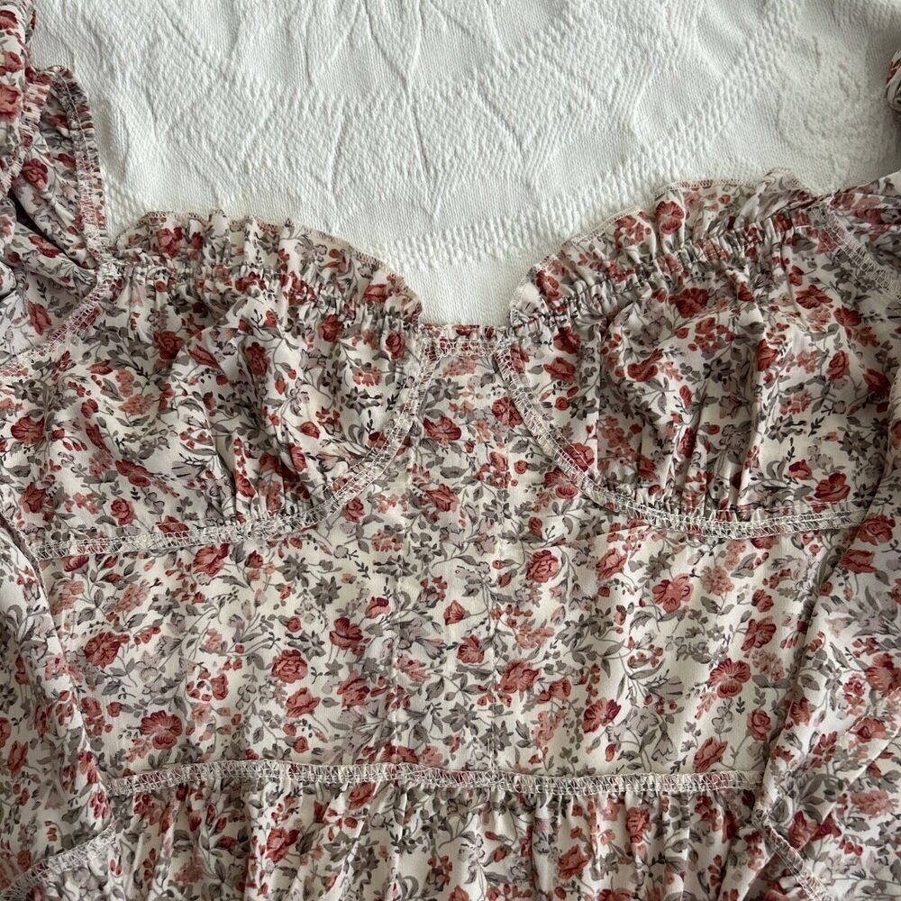 Romantic Cottagecore ASOS SAINT GENIES HOOK & EYE FLORAL ROSE MINI DRESS SIZE 4 - Picture 15 of 16